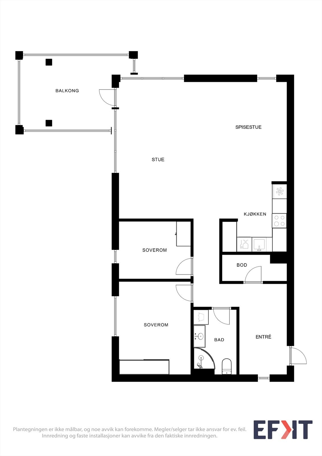 Leiligheten har fin planløsning Galleribilde