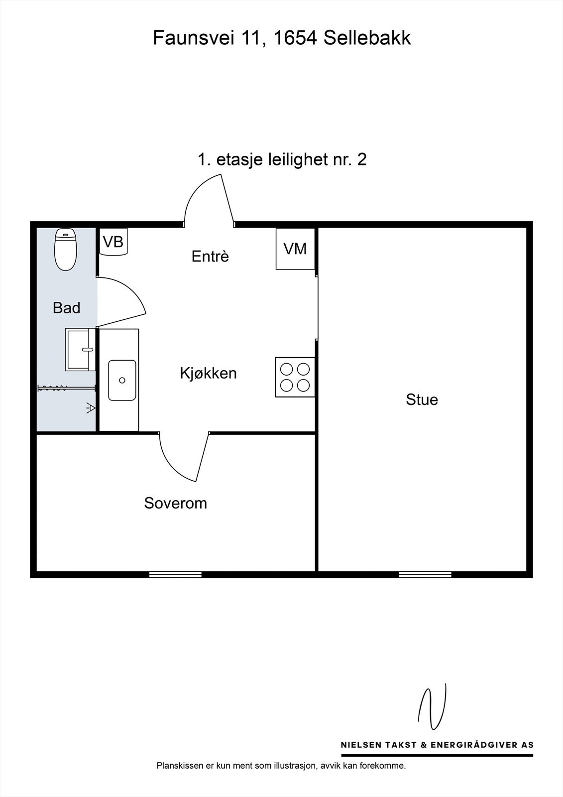 Veiledende skisse av leilighet #2. Galleribilde