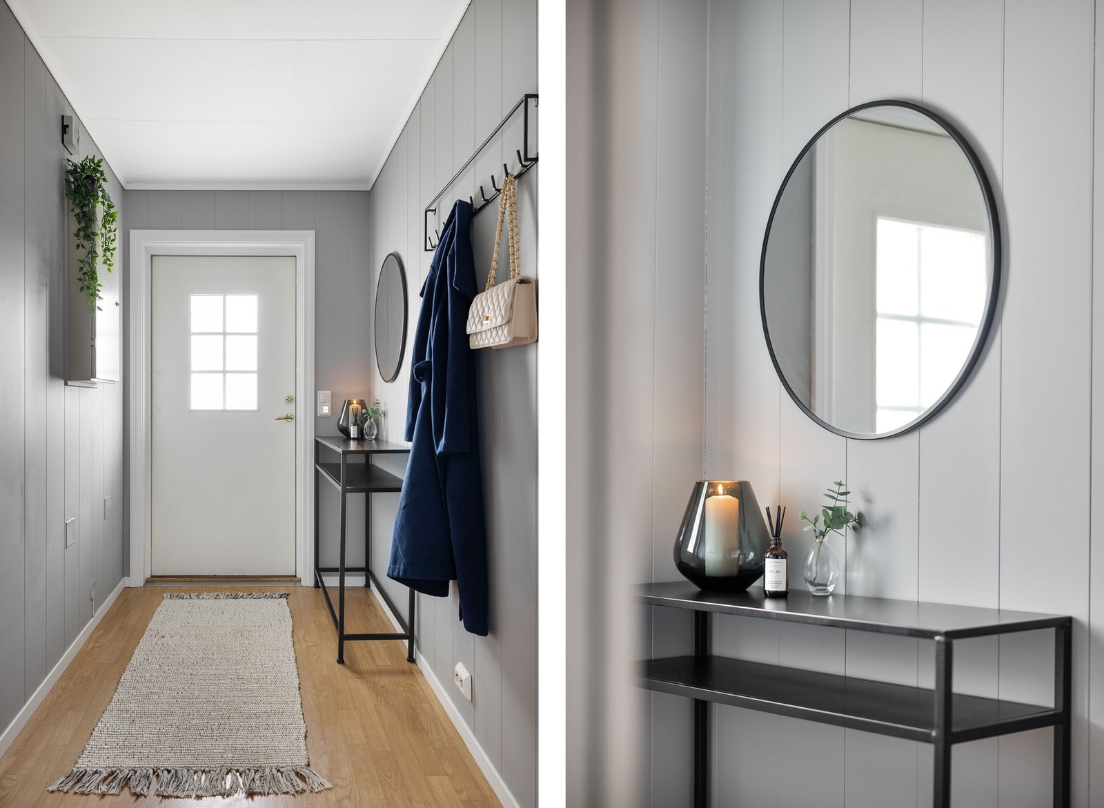 Velkommen inn! Entréen har god plass til oppheng av yttertøy og praktisk oppbevaring av sko. Galleribilde