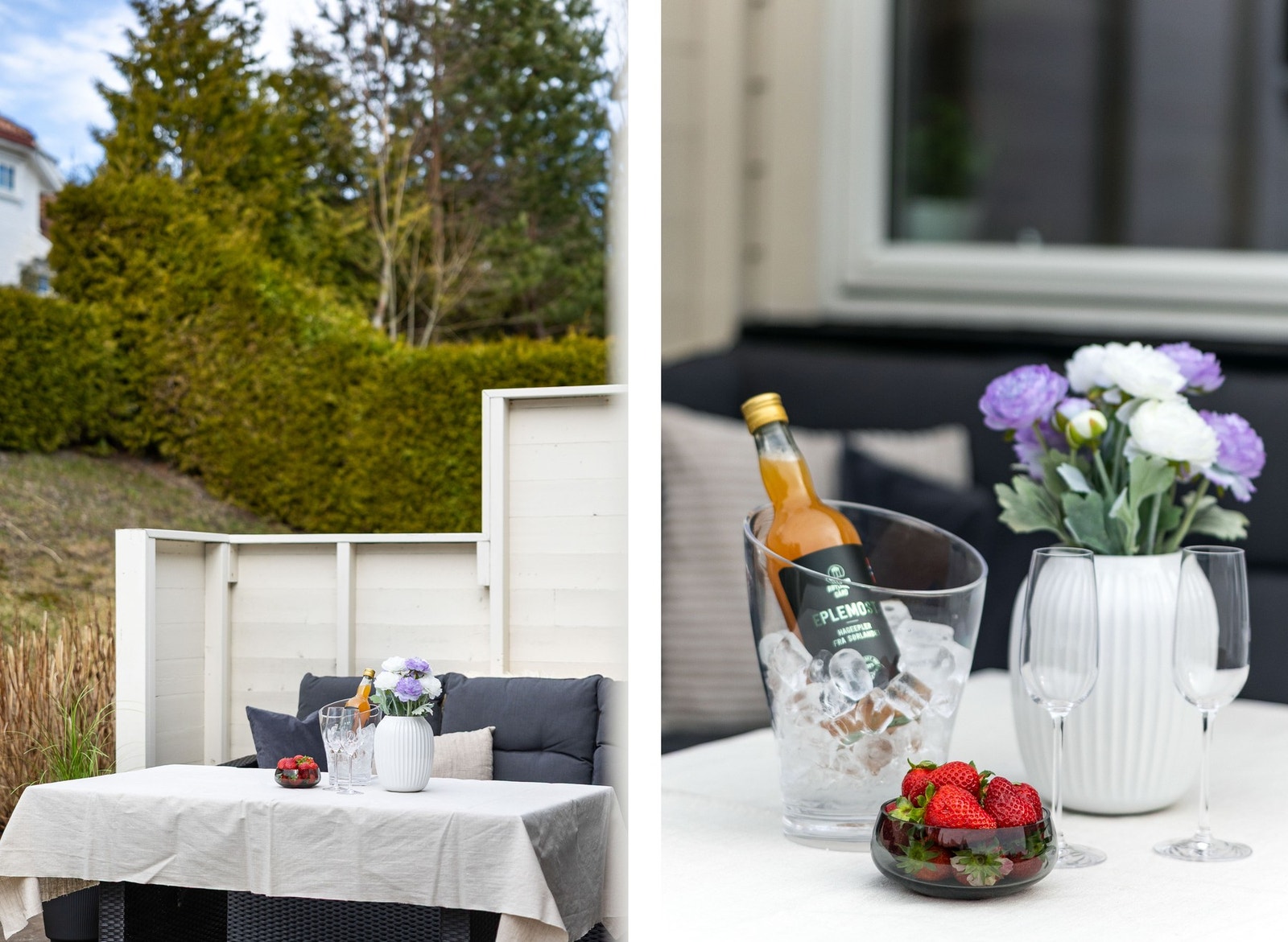 Uteplassen er ideell for sosiale sammenkomster, med god mat, drikke og gode samtaler rundt bordet. Galleribilde