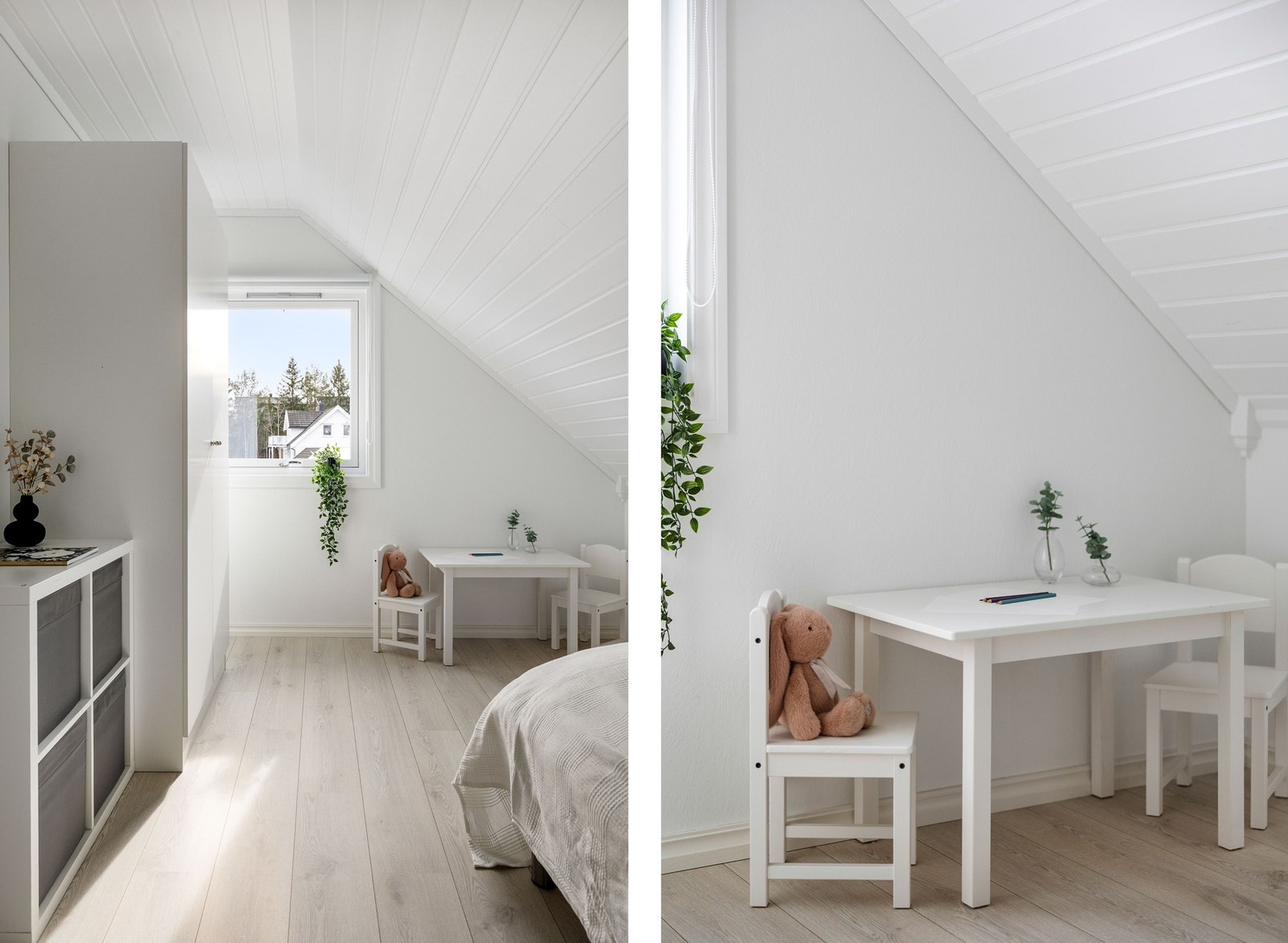 Her i 2. etasje er det kott langs veggene som gir rikelig med lagringsplass, slik at alt kan holdes ryddig og oversiktlig. Galleribilde