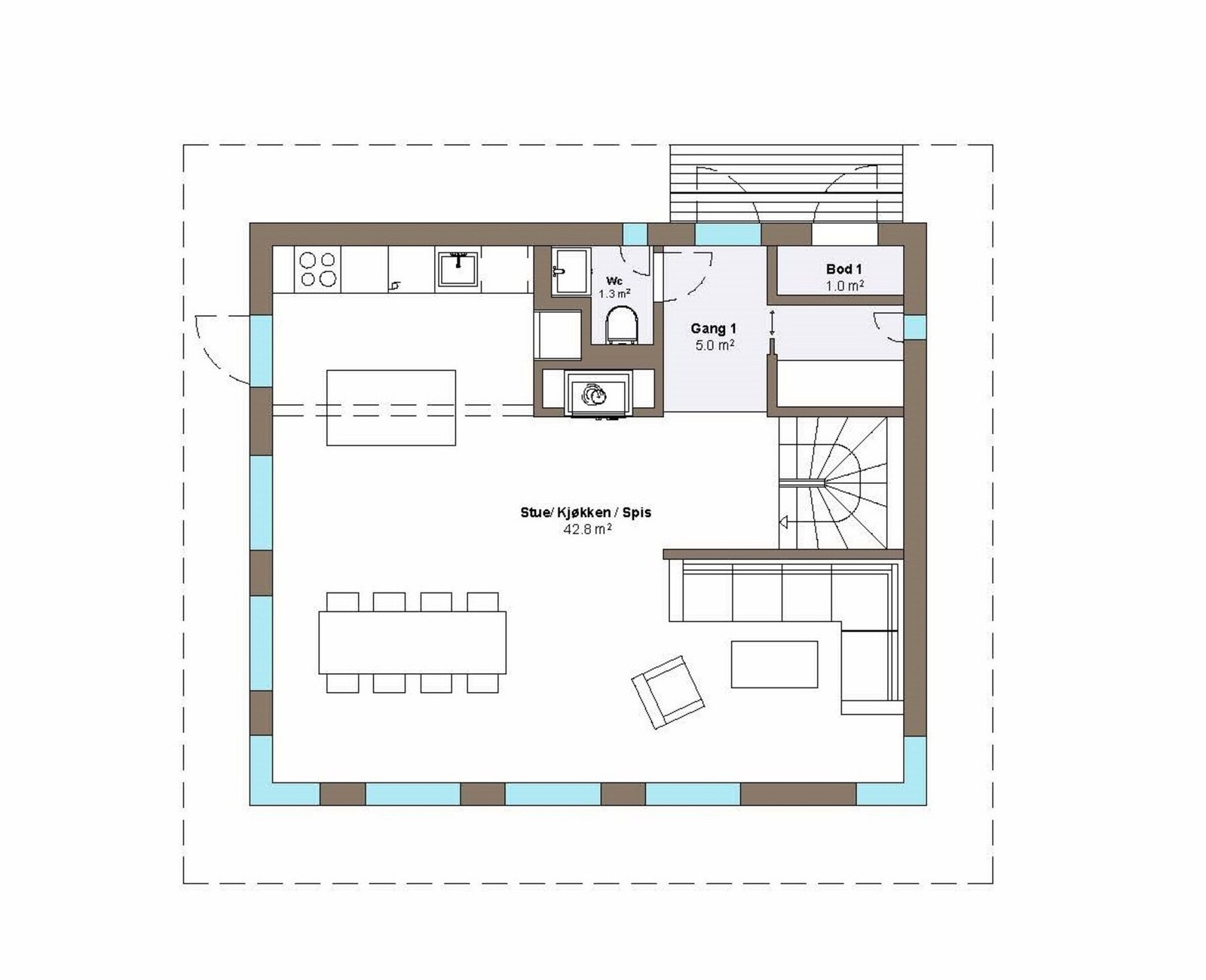 Plantegning hovedplan Vy14UH med inngang hovedplan Galleribilde