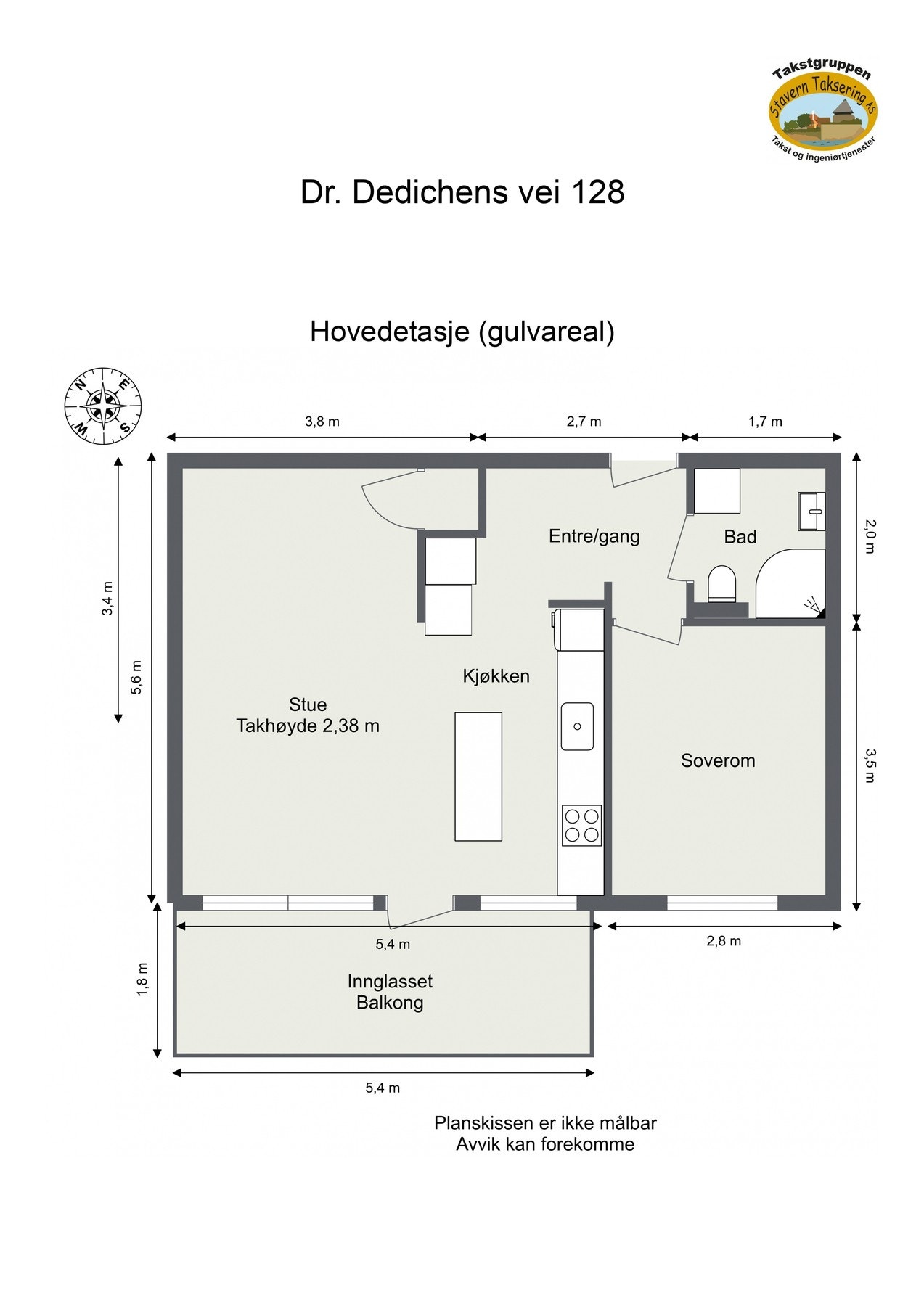 Oppmålt planløsning Galleribilde