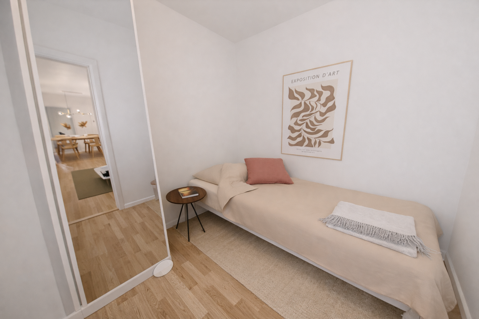 Soverom nr.2 også plass til dobbeltseng og garderobe. Kan også brukes som kontor eller rom etter behov. Bildet er en 3D-visualisering av den aktuelle leiligheten Galleribilde