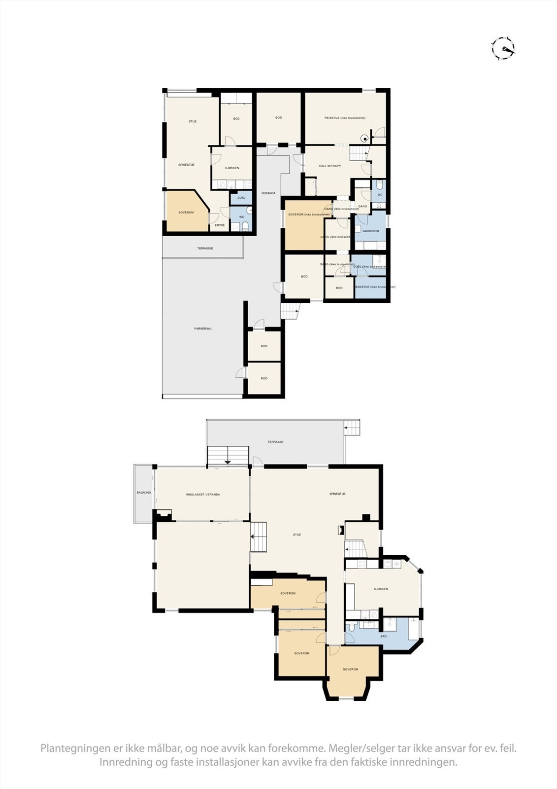Boligen strekker seg over to plan med hoveddel og separat utleiedel. Galleribilde