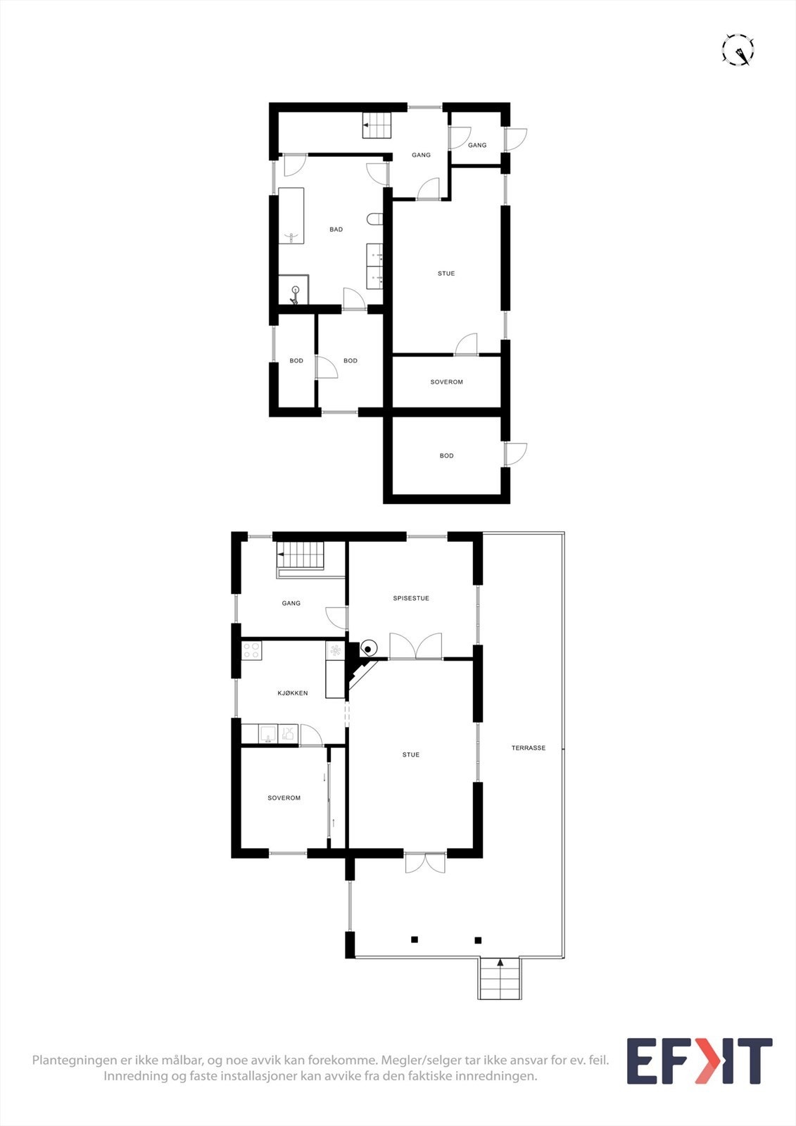 Boligen har et samlet bruksareal på 129 m² fordelt over to plan. Galleribilde