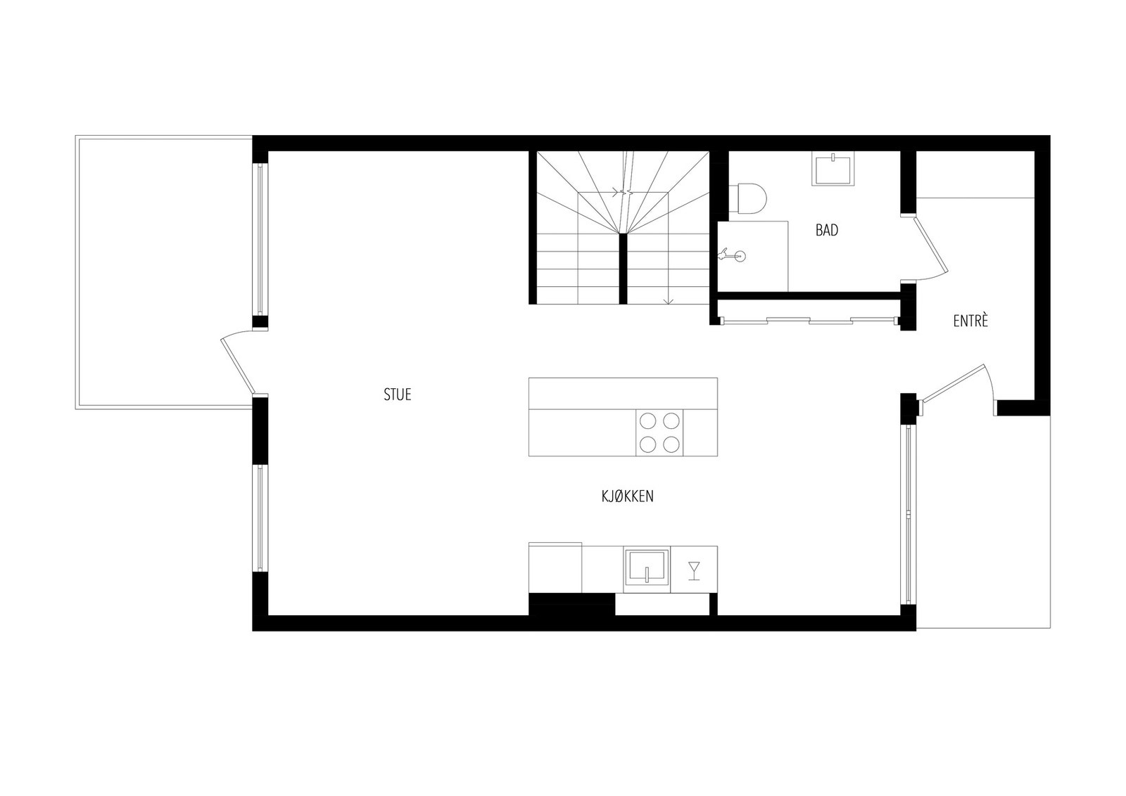 Plantegning hovedetasje. Galleribilde