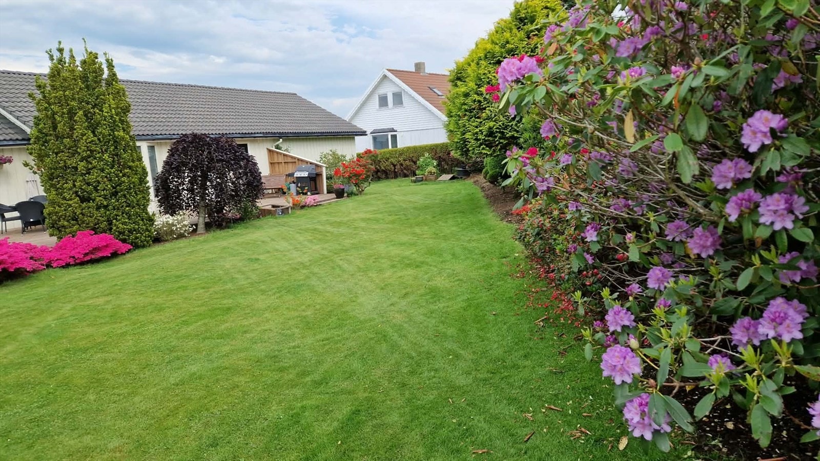 Pene blomster og trær rundt eiendommen. Selgers egne bilder. Galleribilde