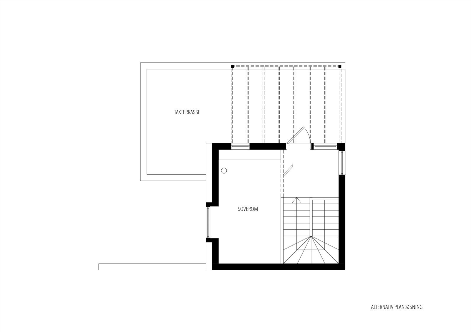 Alternativ plantegning 3. etg med mulighet for ekstra godkjent soverom Galleribilde