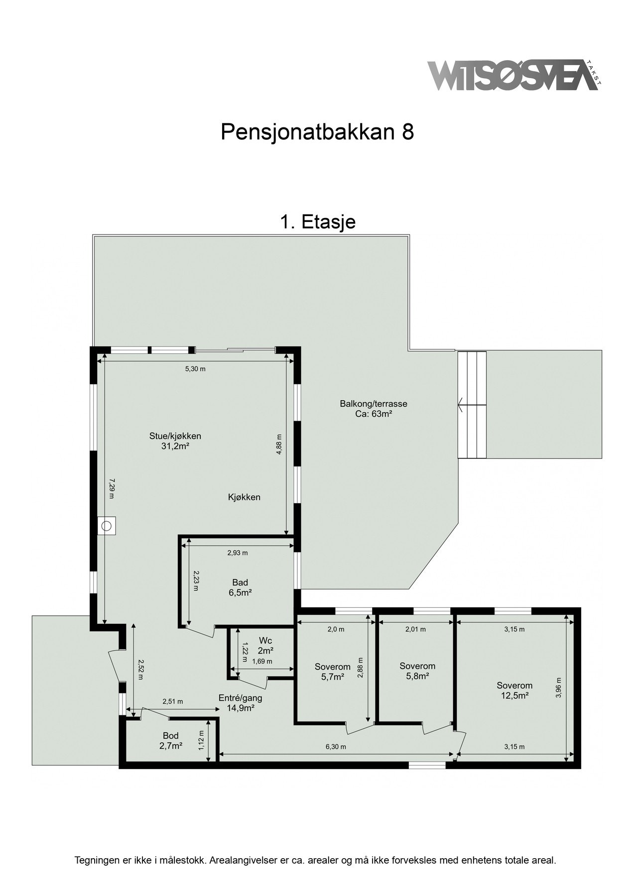 Planskisse - Det er også utebod på 13 kvm og bod under hytta. Galleribilde