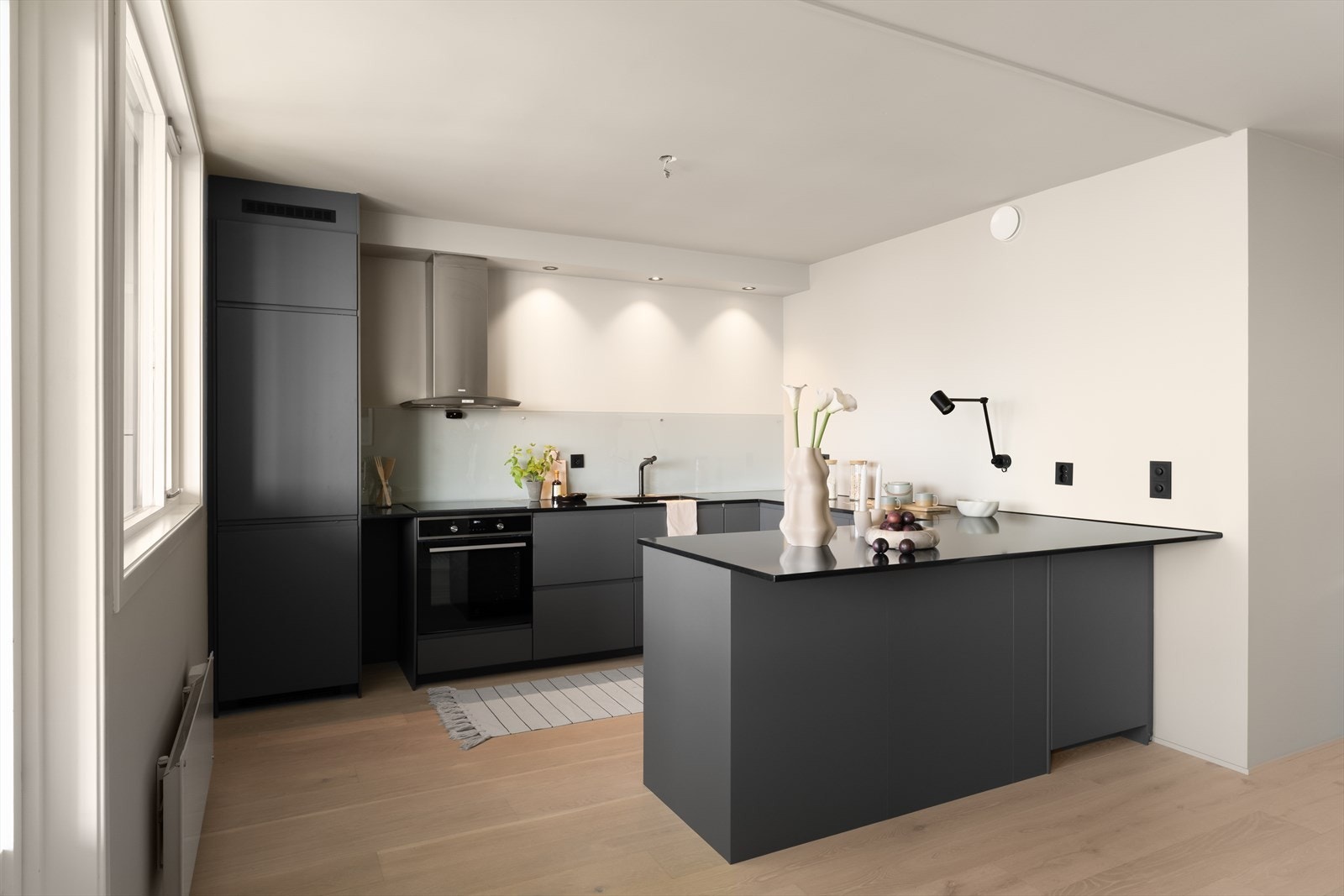 Benkeplate i stein og integrerte hvitevarer Galleribilde