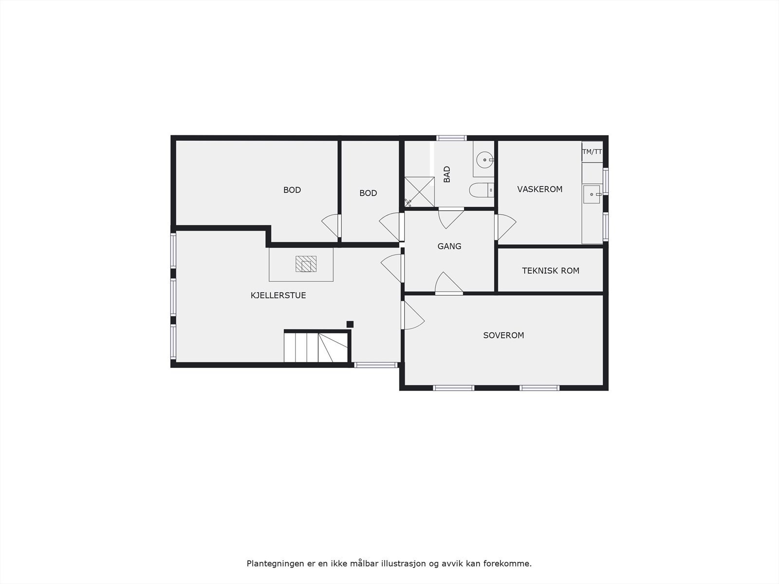 Plantegning kjeller. Galleribilde