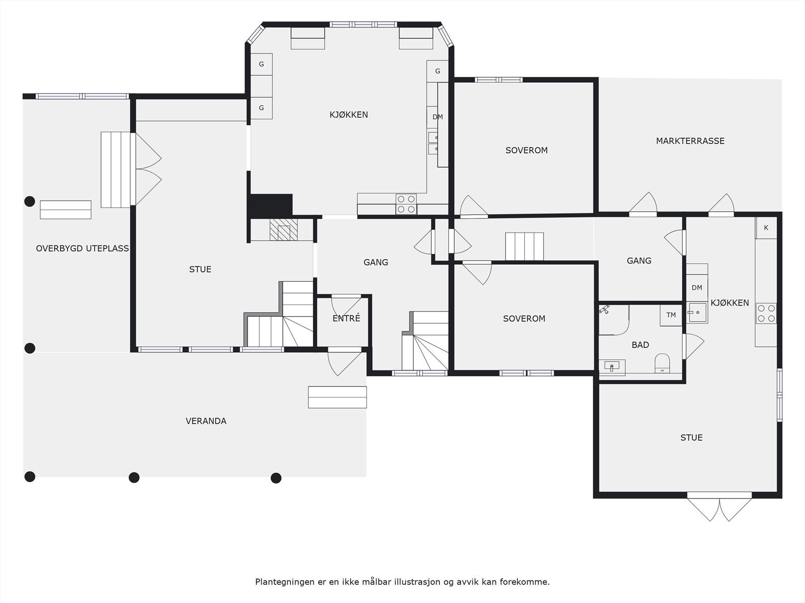 Plantegning 1.etasje med utleiedelen. Galleribilde