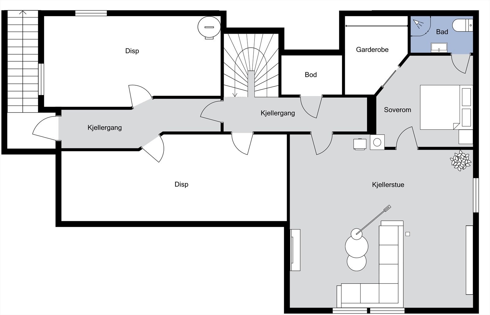 Planløsning kjeller Galleribilde