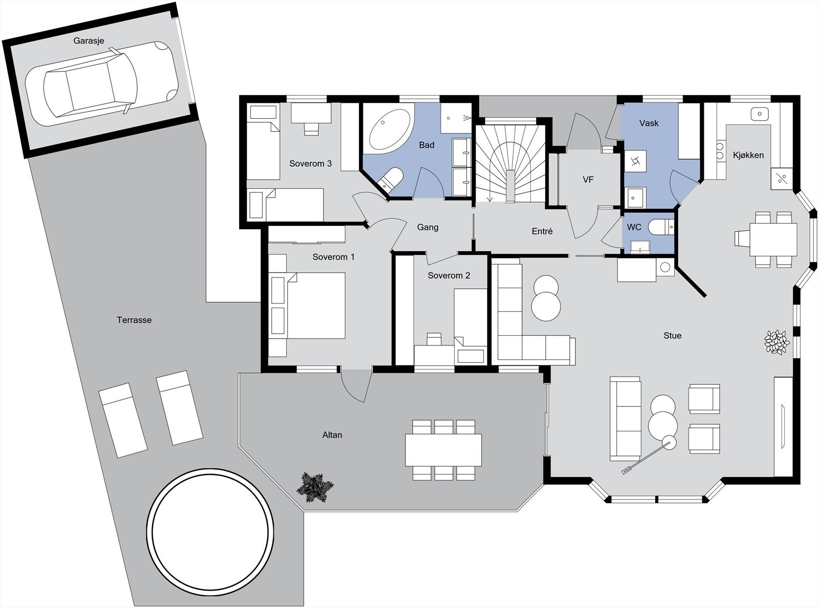 Planløsning 1. etasje Galleribilde