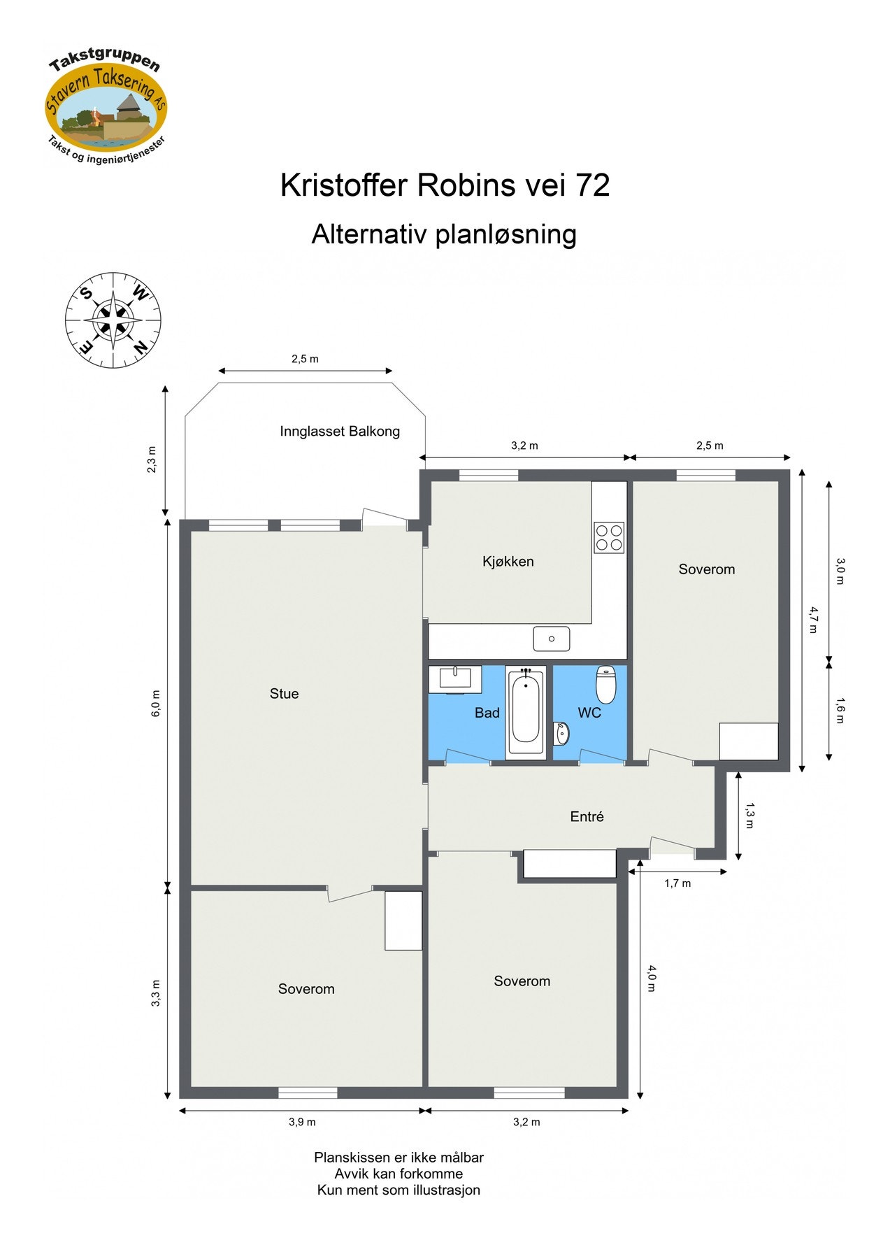 Alternativ plantegning (Stue gjort om til soverom). Galleribilde