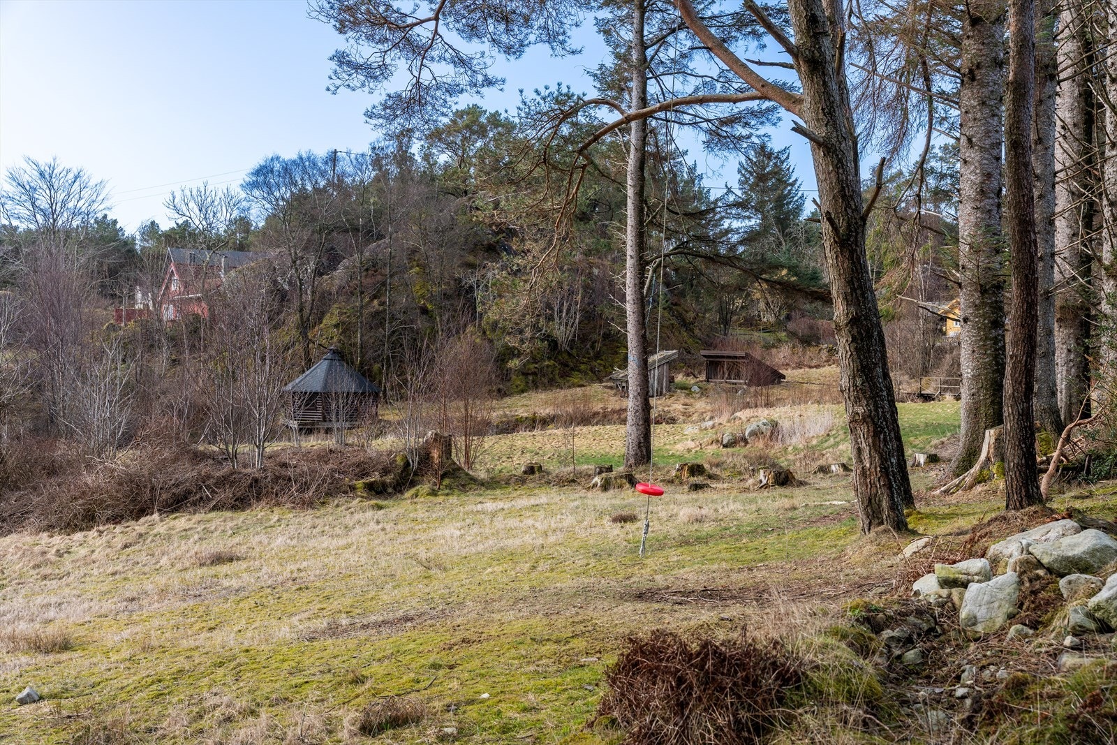 Den private skogen på tomten gir en unik følelse av å ha naturen helt for seg selv. Galleribilde