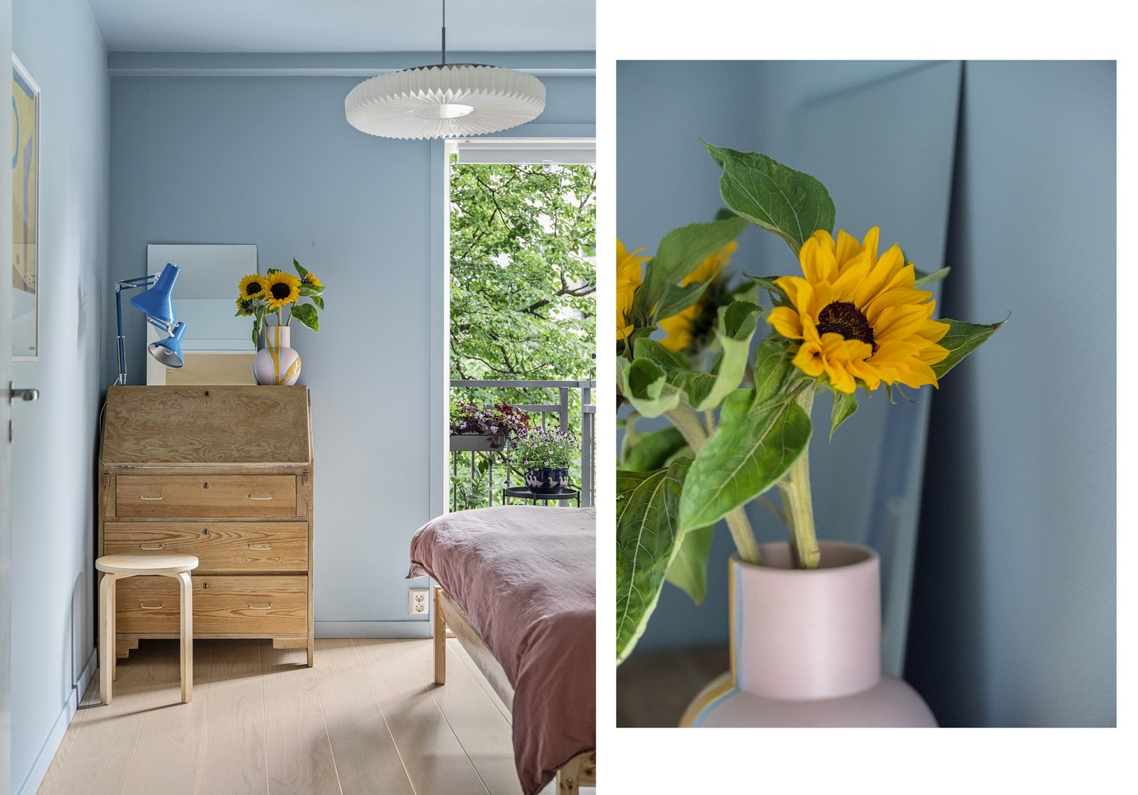 Soverommet er romslig med plass til dobbeltseng og tilhørende nattbord. Bildet er fra forrige salg. Galleribilde