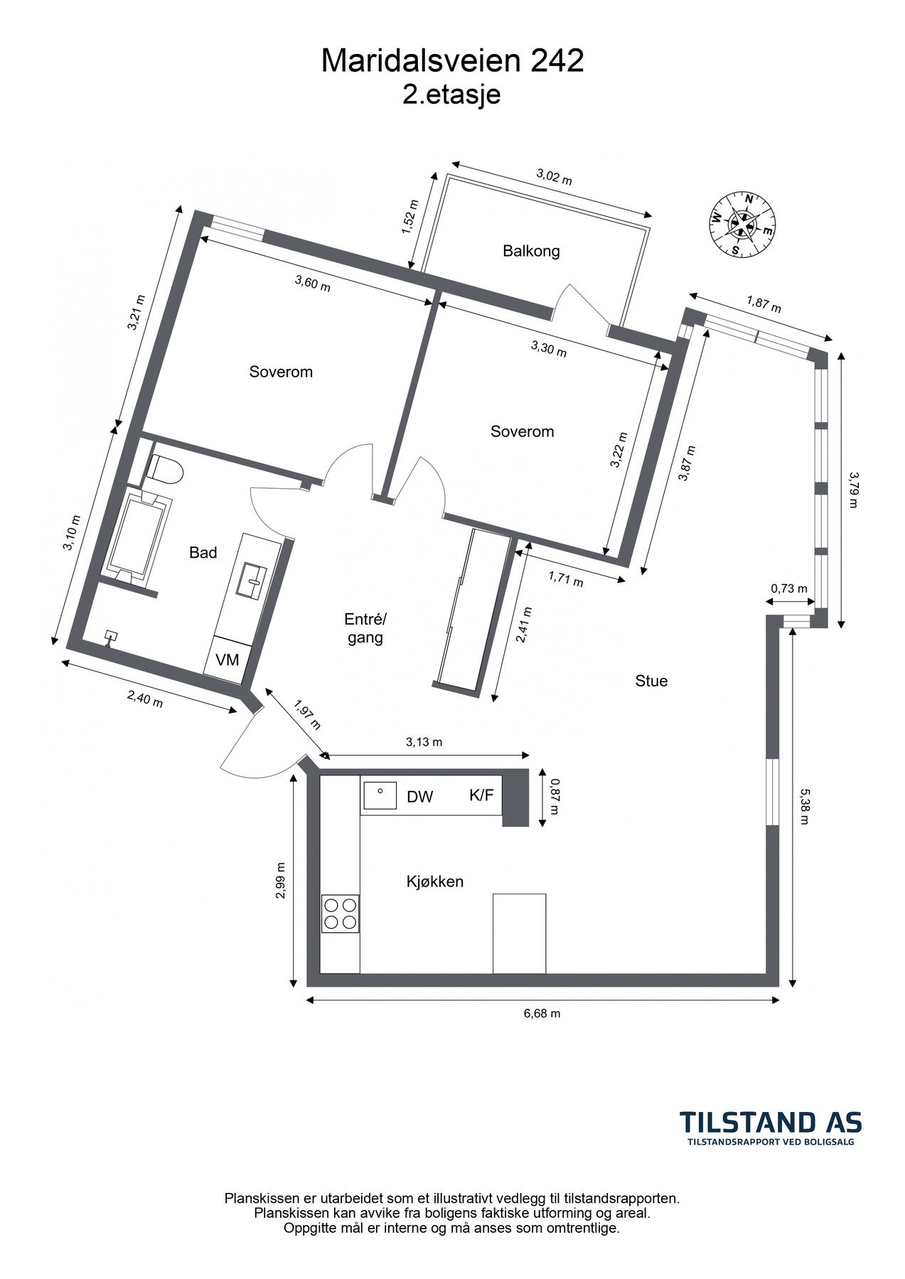 Leiligheten ligger i byggets 2. etasje og har en praktisk planløsning med store, luftige og gode rom. Galleribilde
