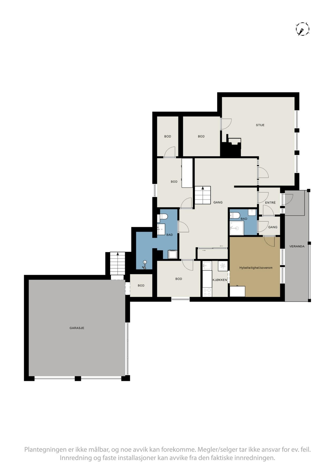 Plantegning av underetasjen og garasjen Galleribilde