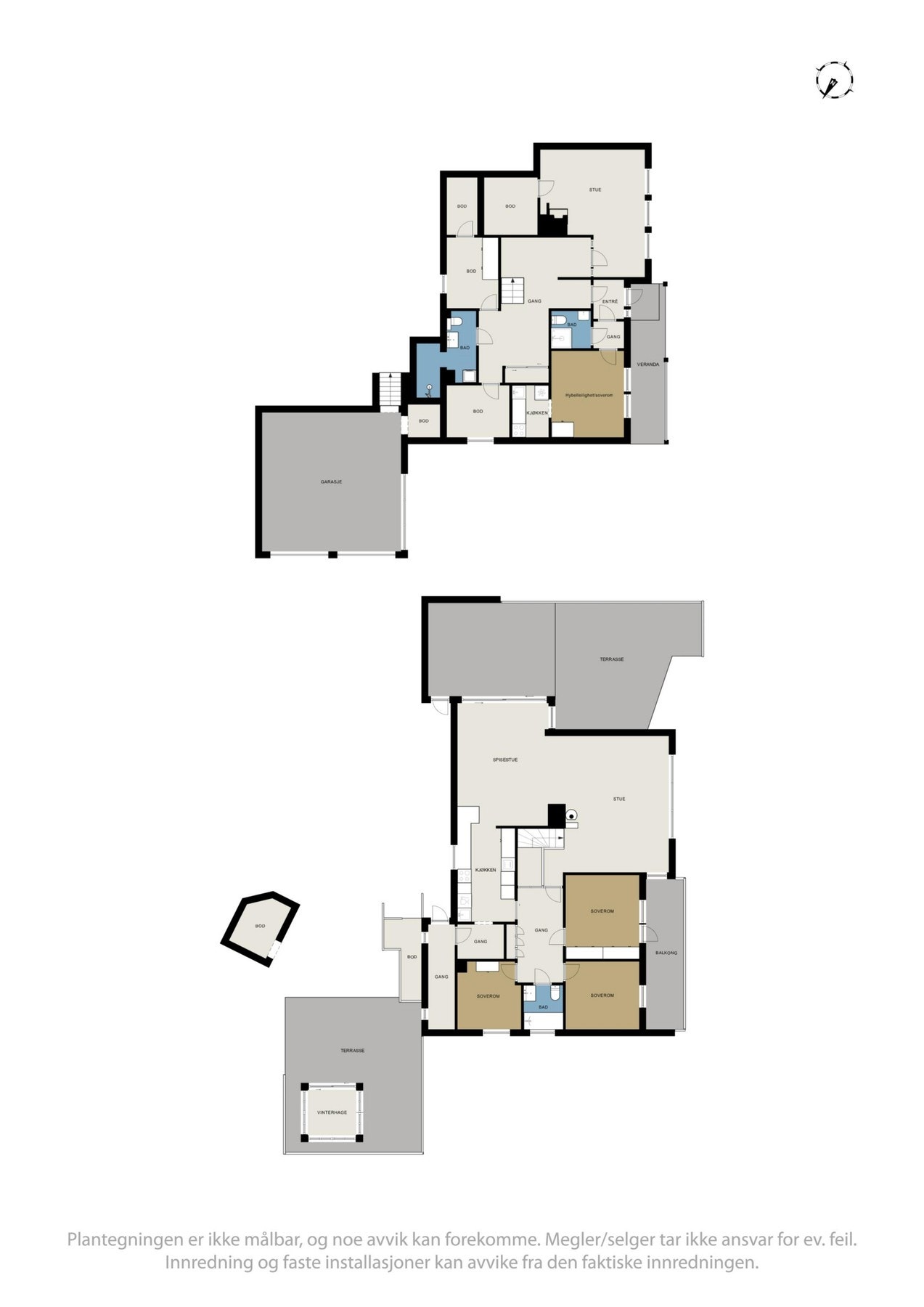 Plantegninger av hele boligen og garasjen Galleribilde