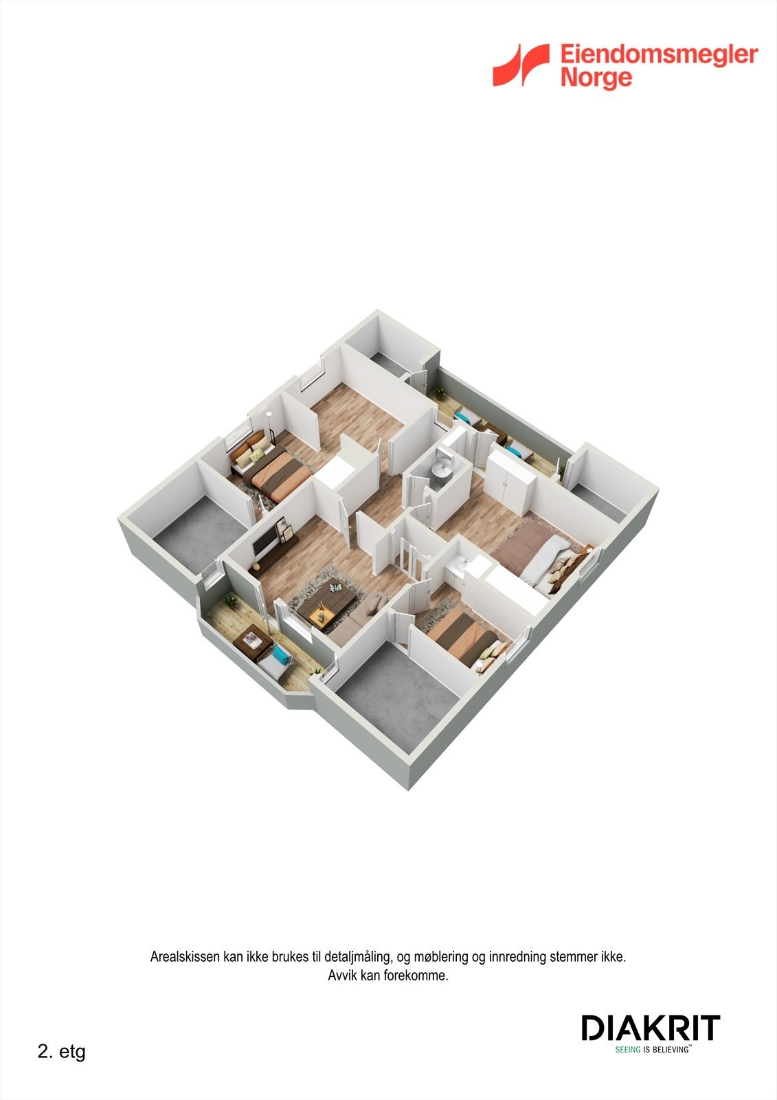3D Plantegning 2.etasje Galleribilde