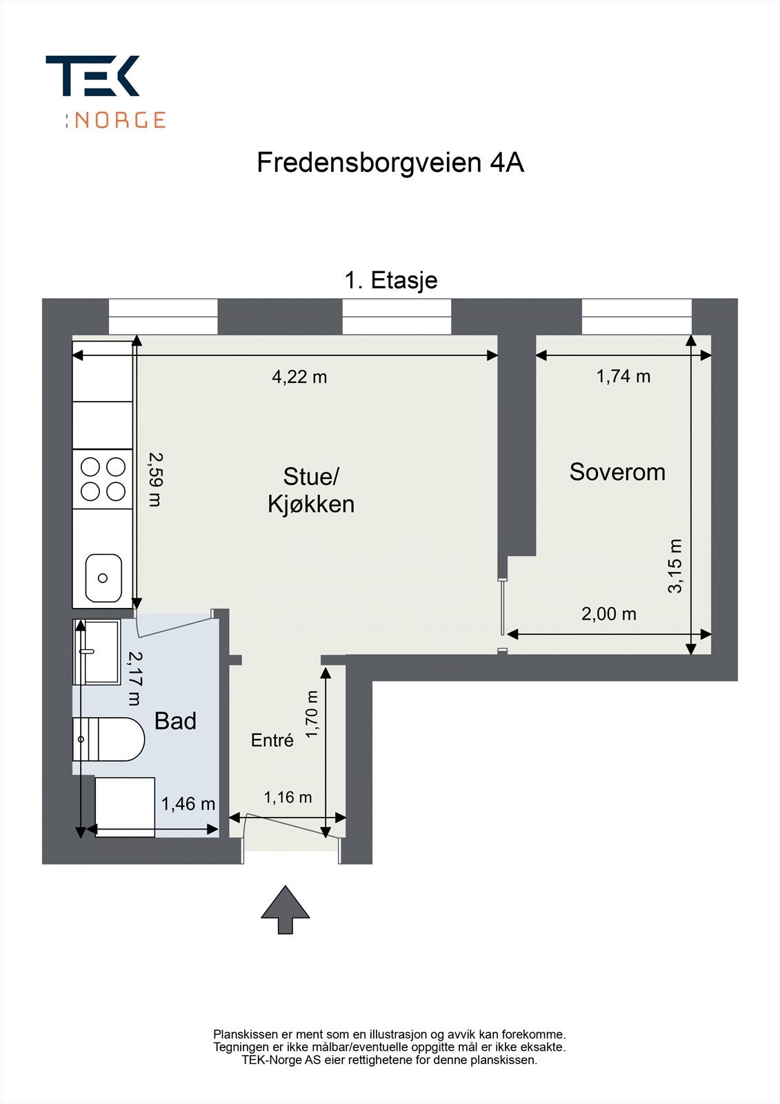 Godt tilrettelagt planløsning som gir gode møbleringsmuligheter, eget soverom med garderobeplass og moderne bad med opplegg for vaskemaskin. Galleribilde
