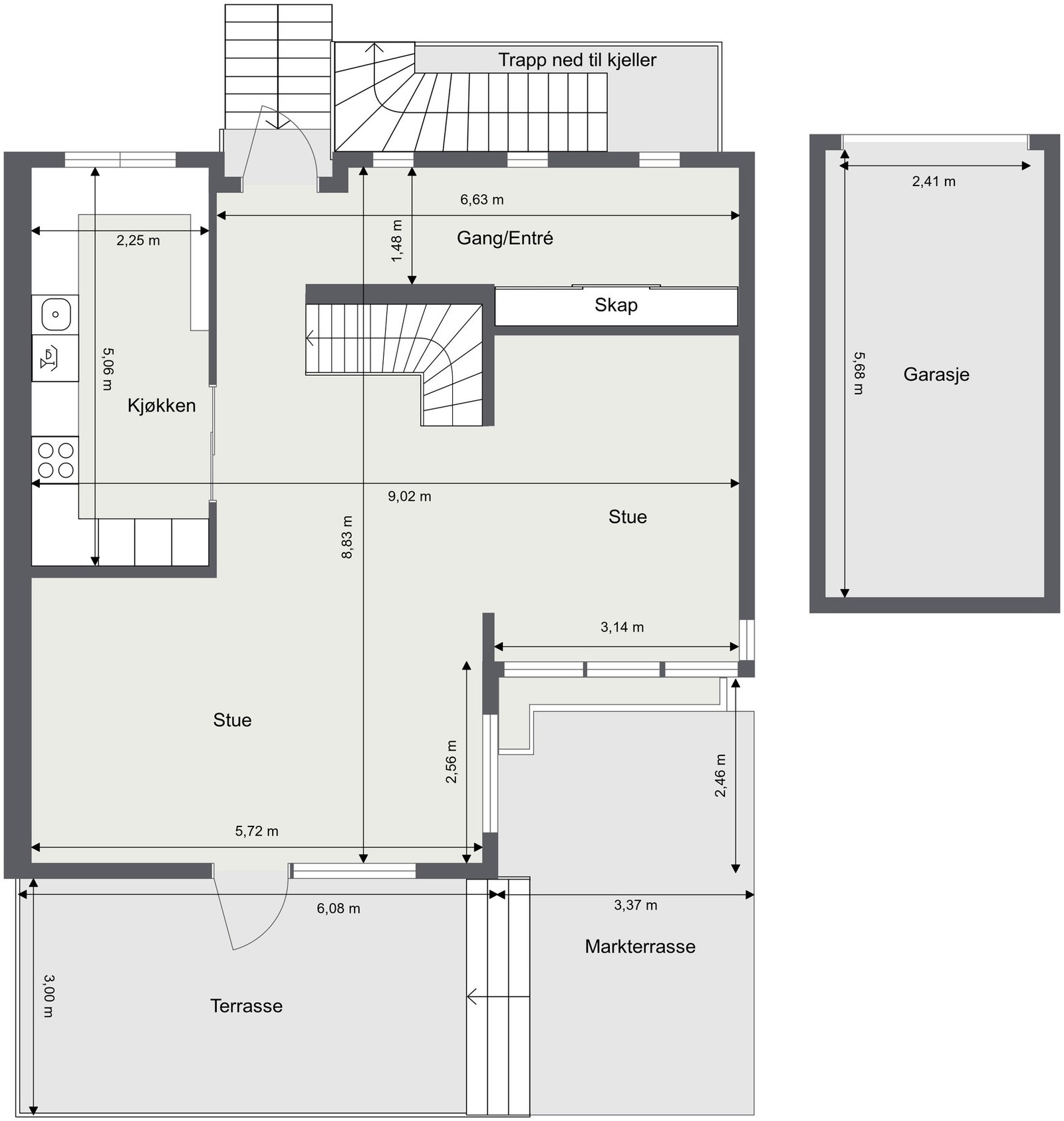 Plantegning 1.etg. Galleribilde