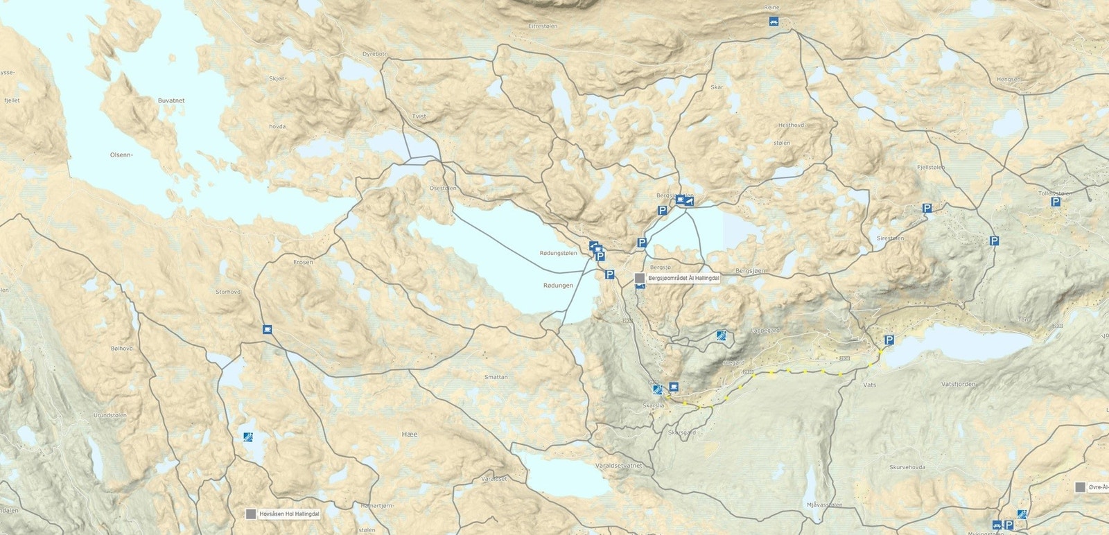 Oversikt over langrennsløyper i området Galleribilde