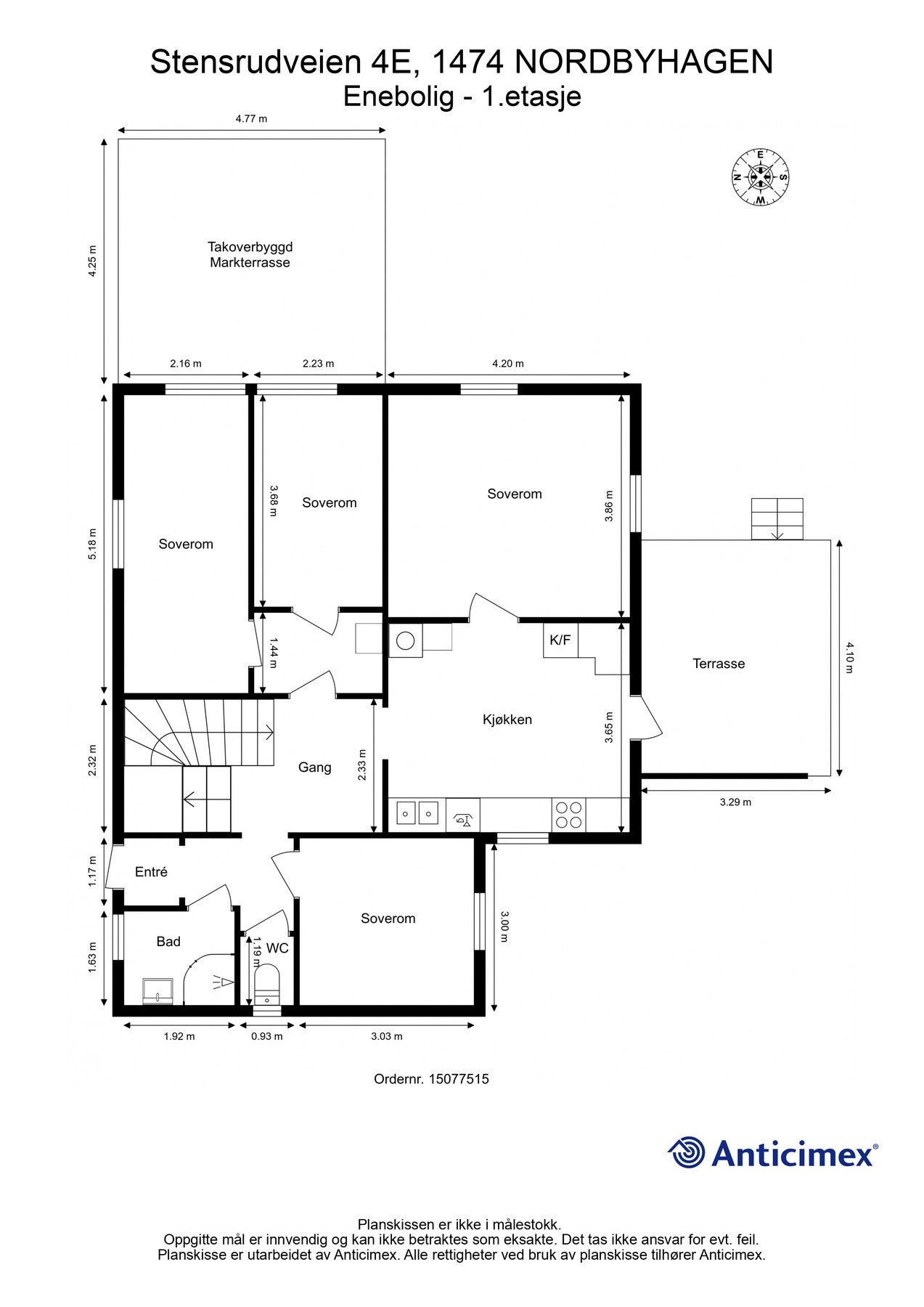 Plantegning av 1. etasje i hovedbygningen. Galleribilde