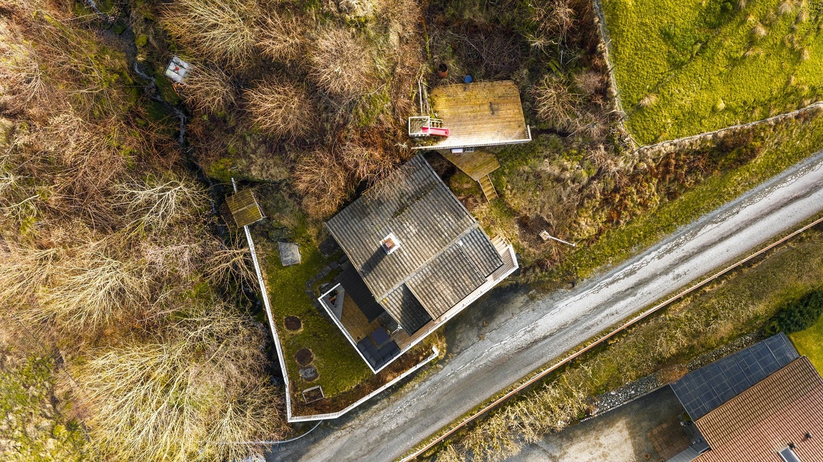 Eiendommen sett fra fugleperspektiv Galleribilde