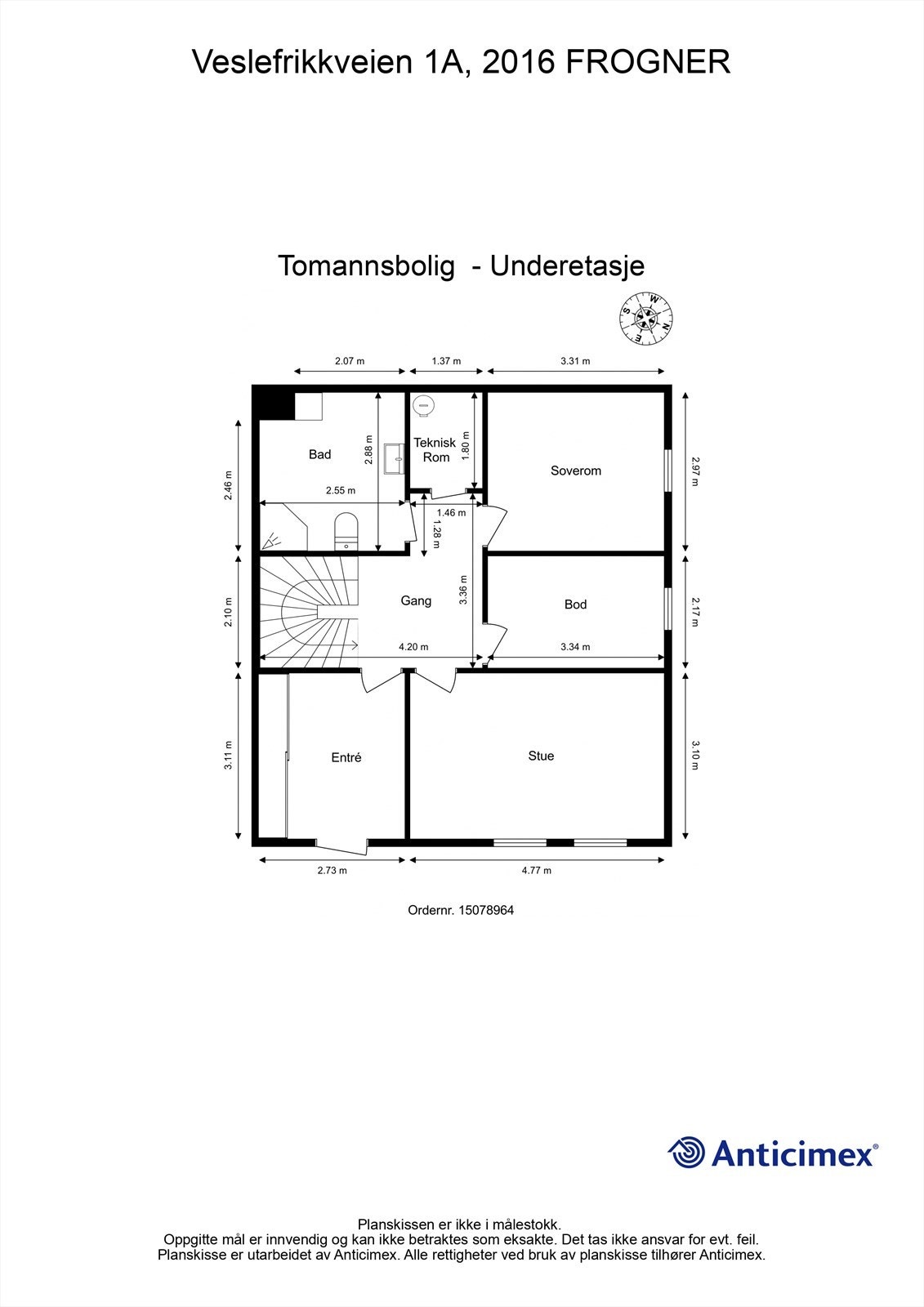Underetasjen er praktisk innredet med entré, gang, bad/vaskerom, soverom, bod og en ekstra stue som alternativt kan benyttes som soverom nr. 6. Galleribilde
