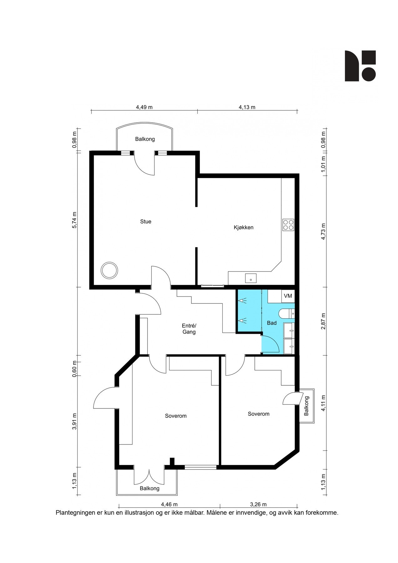 Gjennomgående toppleilighet. Usjenert uten overboere. Galleribilde