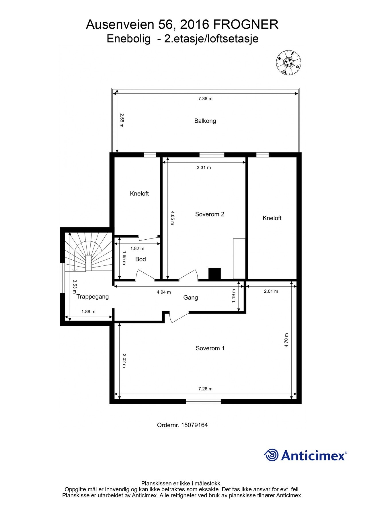 Planløsning 2. etasje våningshus Galleribilde
