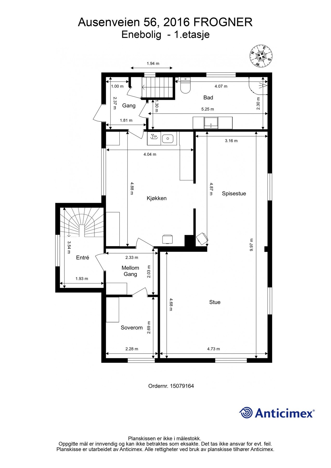 Planløsning 1. etasje våningshus Galleribilde