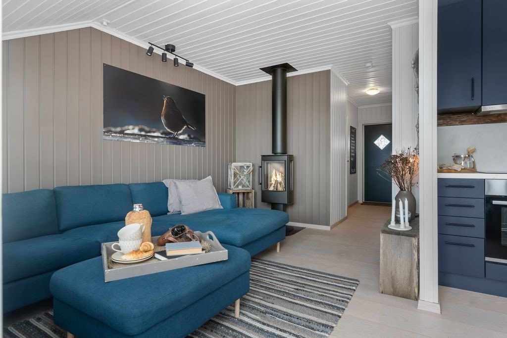 Stue og kjøkken i åpen løsning Galleribilde