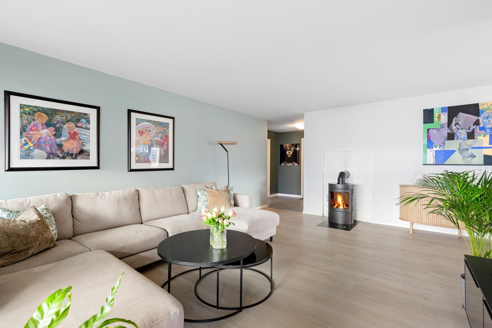 Lunt og godt med ildsted i stua. Galleribilde