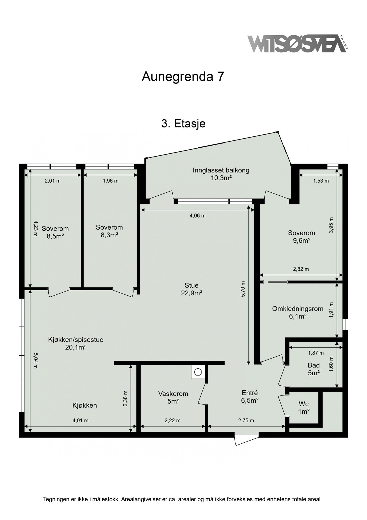 Planskisse med areal. Galleribilde