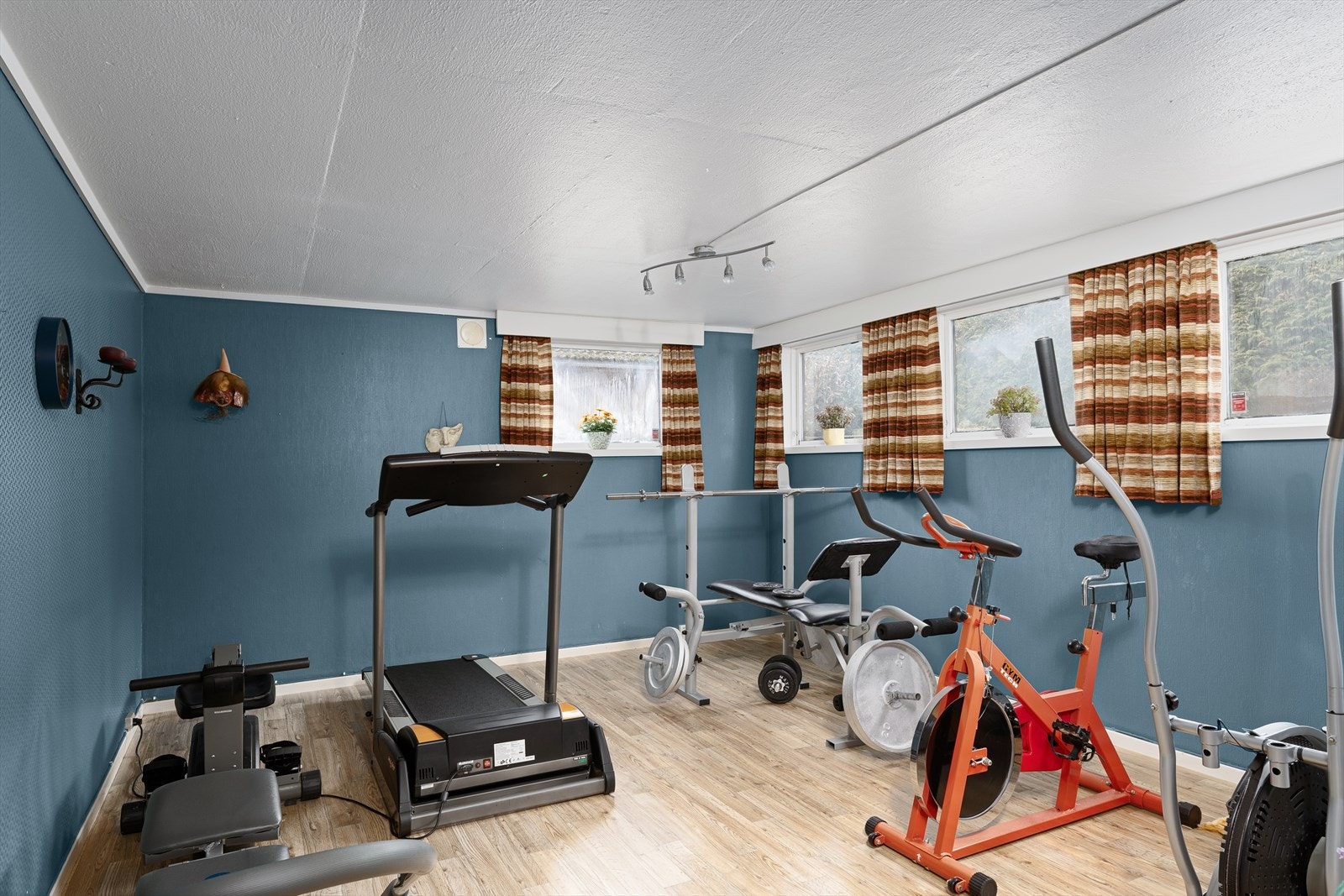 Kjellerstuen/treningsrommet er på tegning godkjent som hobbyrom. Galleribilde