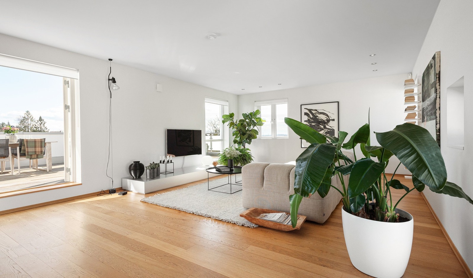 Stor stue med utgang ut til takterrassen Galleribilde