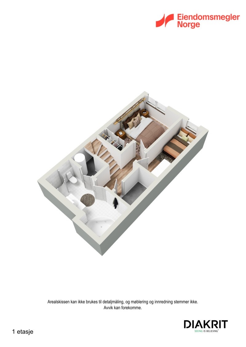 3D planskisse av underetasjen. Galleribilde