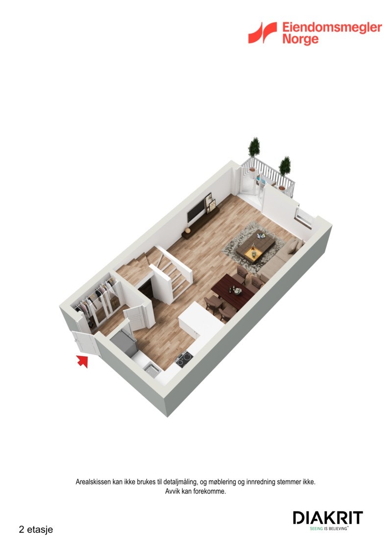 3D planskisse av hovedetasjen. Galleribilde