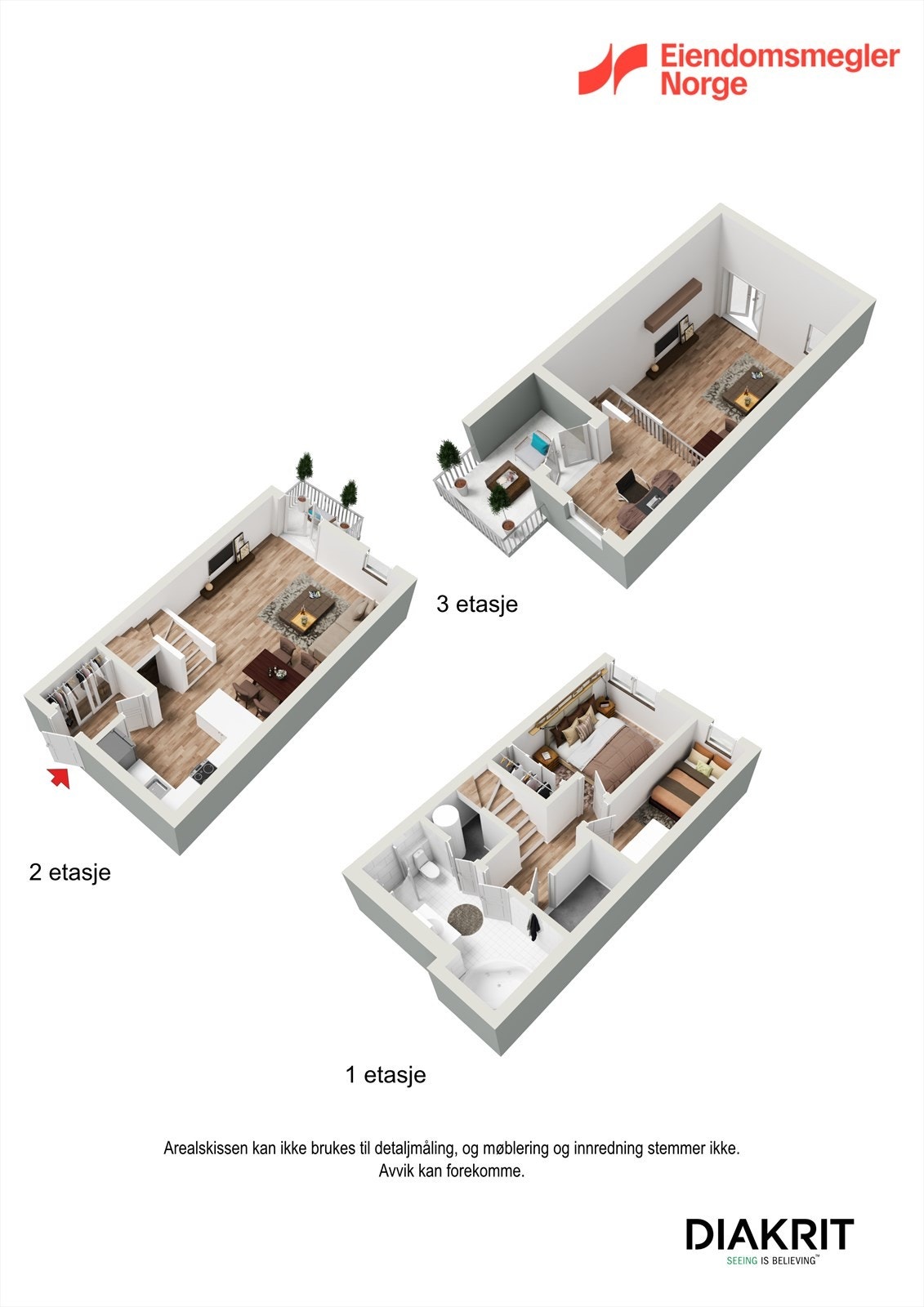 3D planskisse av leiligheten. Galleribilde