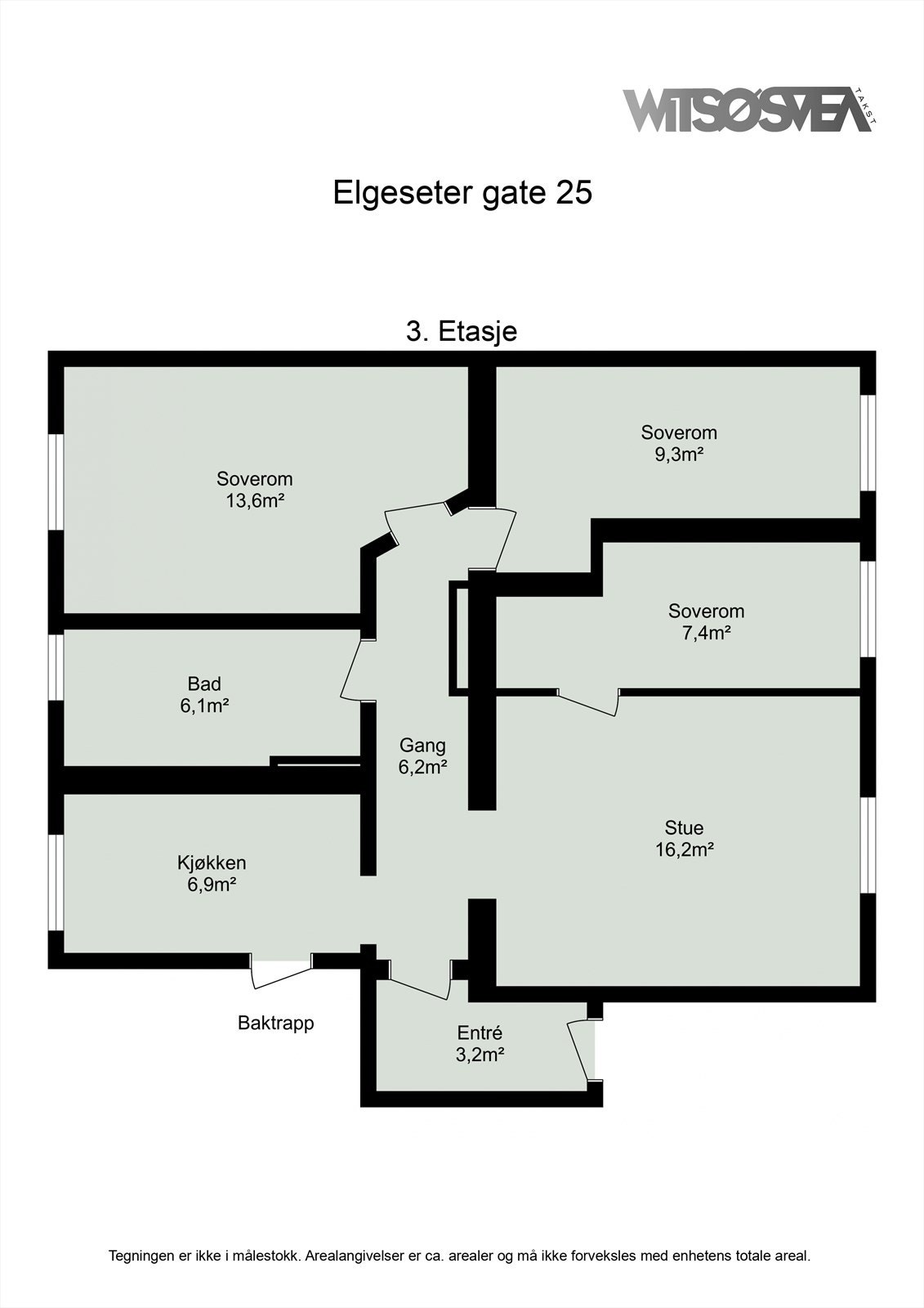 Planskisse med arealoppmåling. Galleribilde