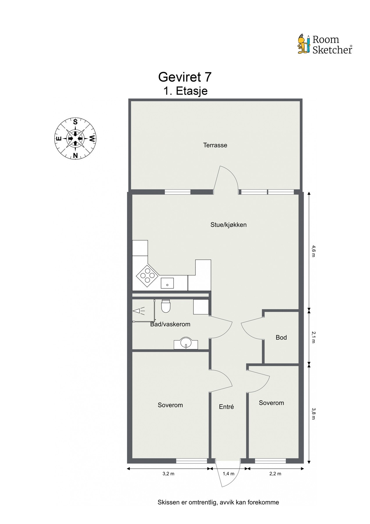 Målsatt plantegning. Galleribilde