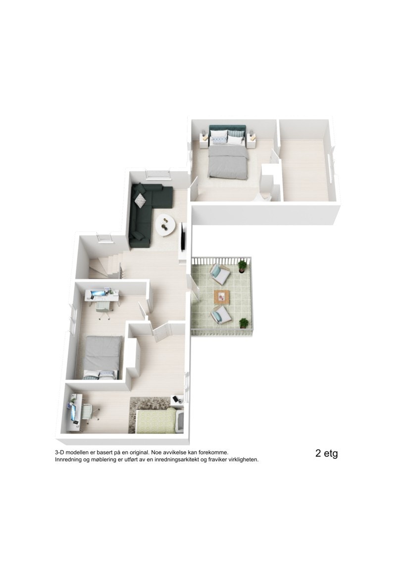 3D plantegning 2.etg. Galleribilde