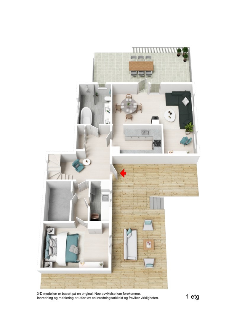 3D plantegning 1.etg. Galleribilde