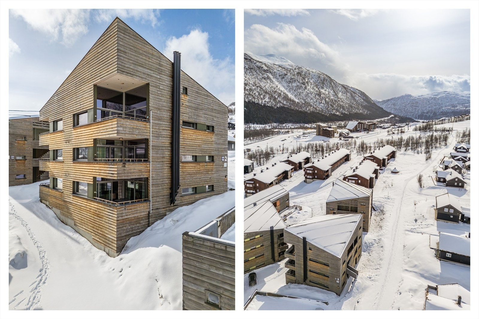 Fritidsleiligheten ligger i høy 1. etasje og har en attraktiv og sentral beliggenhet i nedre del av Helgatunfeltet i Myrkdalen Fjellandsby Galleribilde