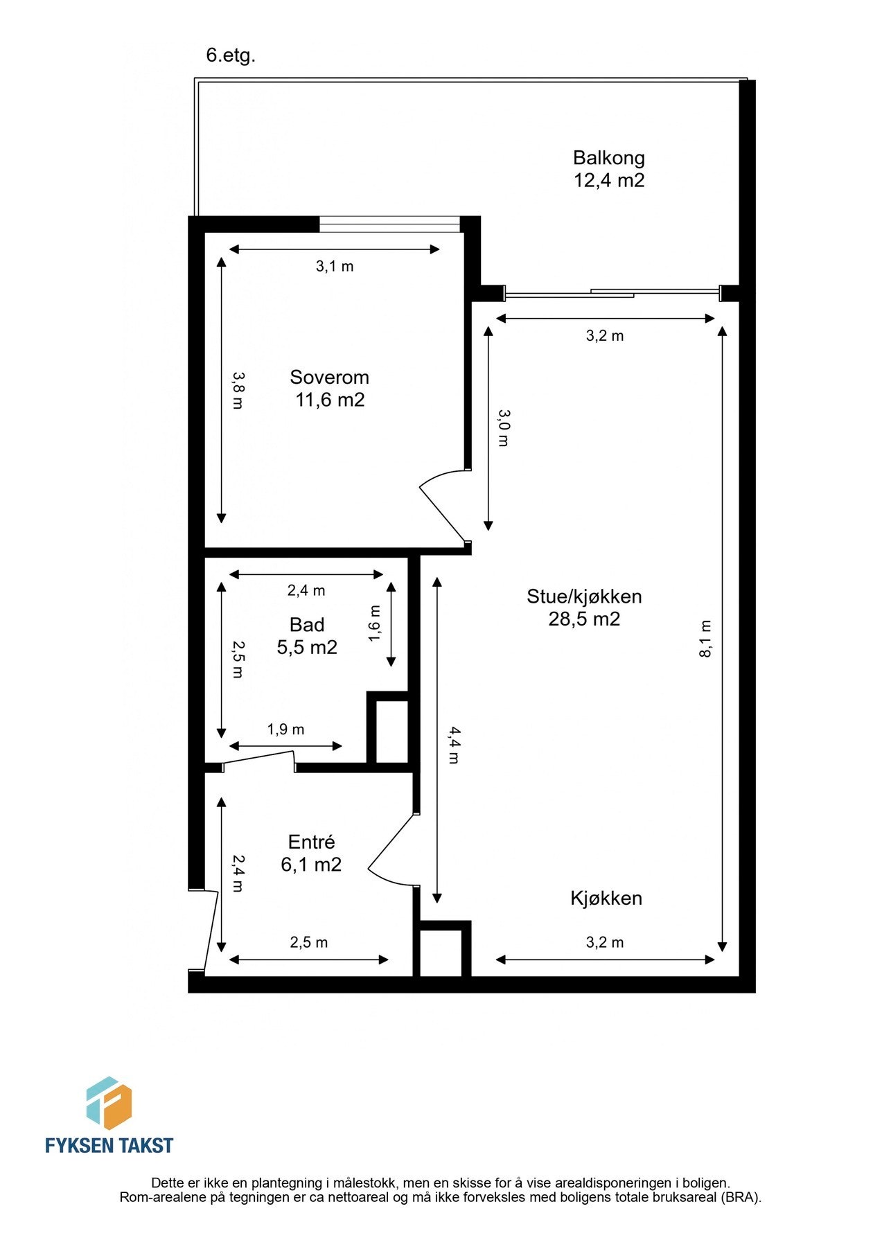 Målsatt planskisse. Galleribilde