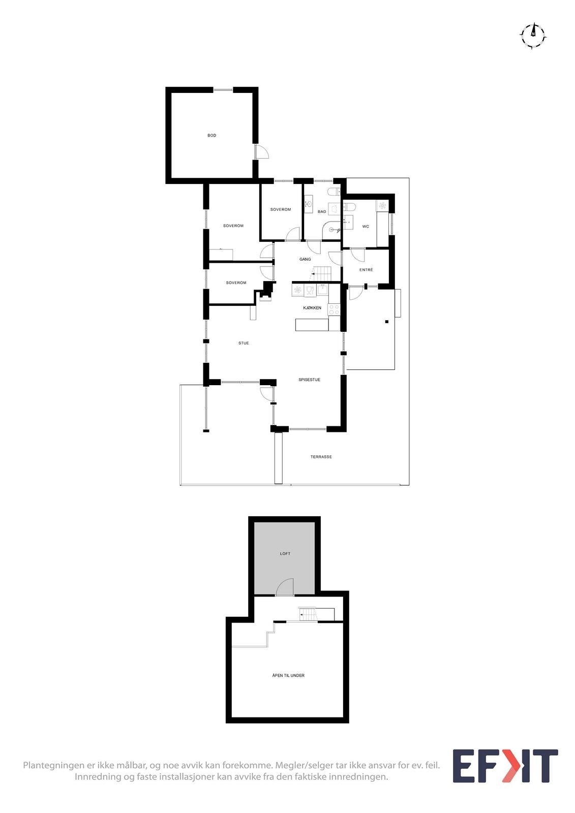 Planskisse over 1.etg., samt hemsen. Planskisse basert på dagens bruk. Punktet må leses i sammenheng med ferdigattest/brukstillatelse i salgsoppgave Galleribilde